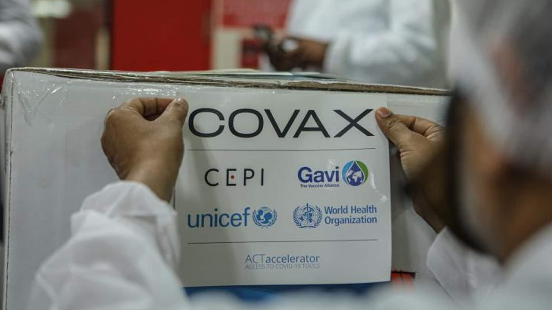 Box with vaccines being identified with the COVAX-GAVI label. File photo.