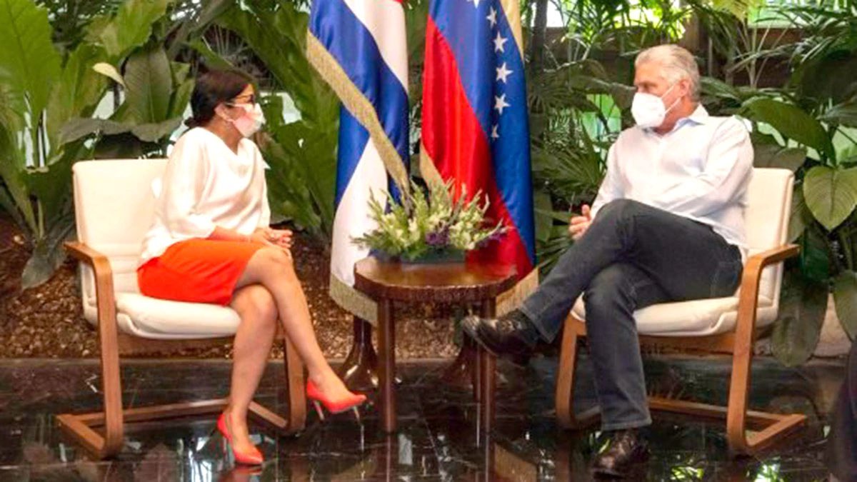 Venezuelan President Delcy Rodriguez and Cuban President Miguel Diaz-Canel. Photo courtesy of Alba Ciudad.
