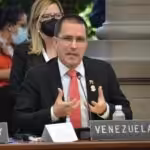 Jorge Arreaza the Venezuelan Chancellor during his speech at the CELAC summit. Photo courtesy of MPPRE.