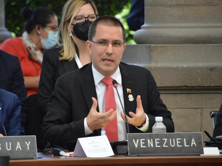 Jorge Arreaza the Venezuelan Chancellor during his speech at the CELAC summit. Photo courtesy of MPPRE.
