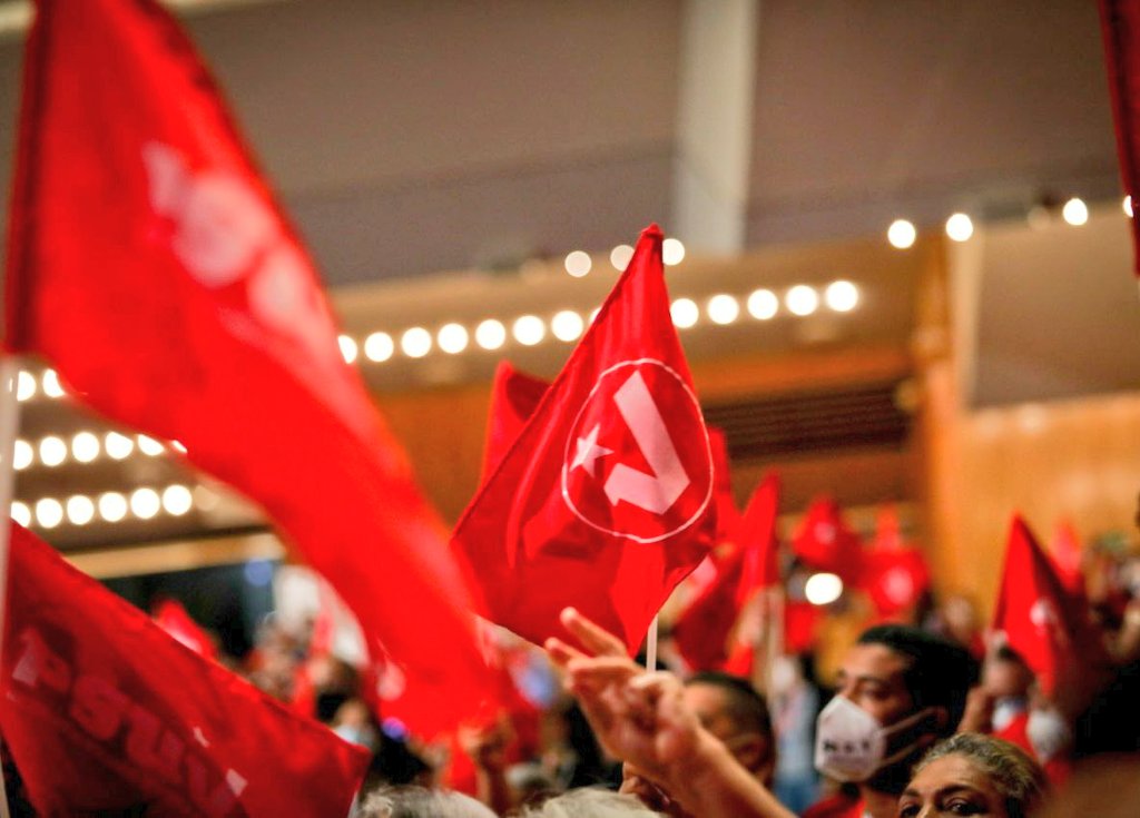 PSUV flags being hold by party members during a congress. File photo.