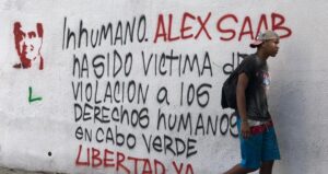 Street painting in Caracas talking about the violations of Alex Saab's human rights by the Cape Verdean government. File photo.