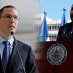Venezuelan Minister for Foreign Affairz Jorge Arreaza and Salvadorian president, Nayib Bukele. Photo courtesy of RedRadioVE.