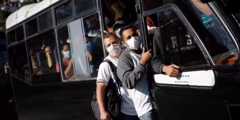 Venezuelans on  public transport. Wearing face masks and acting responsibly. File photo.