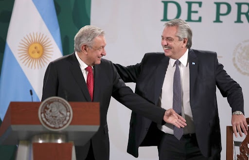 Argentinian President Alberto Fernandez and his Mexican counterpart AMLO. File photo.
