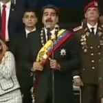 Screenshot from the VTV video of drone assassination attempt against President Maduro. File photo.