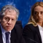 OAS Secretary General Luis Almagro alongside Venezuelan hard right opposition leader Lilian Tintori. (Getty Images).