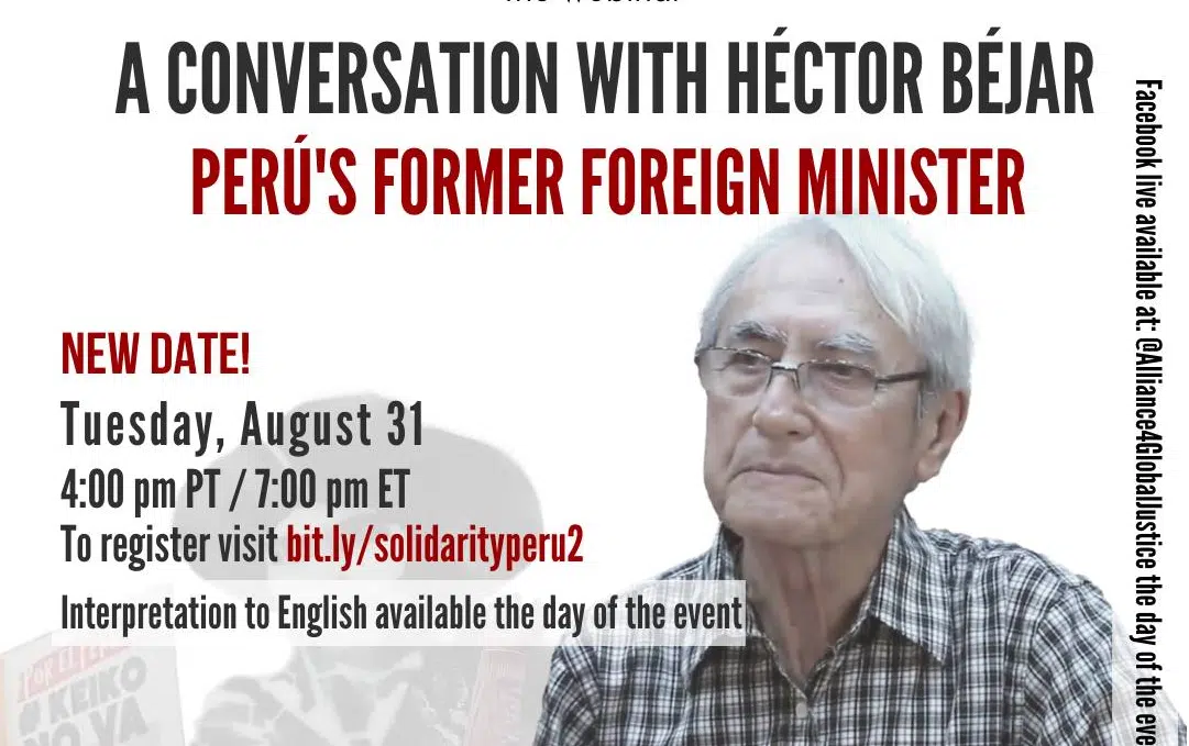 DATE UPDATED: August 31 Webinar with Hector Bejar, Peru's Former Foreign  Affairs Minister (Next Tuesday) | Orinoco Tribune - News and opinion pieces  about Venezuela and beyond