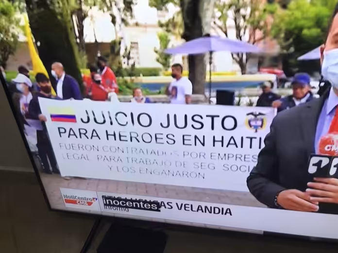 Expensive Kinko's kind of made poster in Colombia demanding for "fair trial for our heroes in Haiti", they were hired by legal 'social' security companies and they were tricked." Colombia never stops amazing people worldwide said OT's editor. Photo courtesy of RedRadioVE.