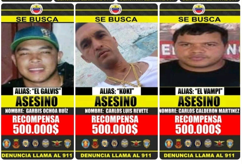 enezuelan authorities has put a bounty on El Galvis, El Coqui and El Vampi. File photo