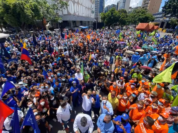 Opposition supporters in a street rally in Caracas. File photo.