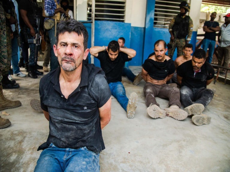Colombian mercenaries captured in Haiti after assassinating Haitian ruler Jovenel Moise. Photo courtesy of Telesur.
