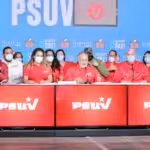 PSUV first vice president Diosdado Cabello with part of the party's directorate. File photo.