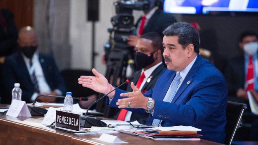 President Nicolas Maduro during his speech at the VI CELAC Summit, Mexico city, Saturday, September 18, 2021. Photo courtesy of HispanTV.