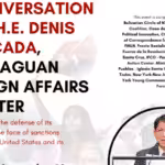 Poster for the webinar with Nicaraguan Foreign Affairs Minister, Denis Moncada. Photo courtesy of AFGJ.