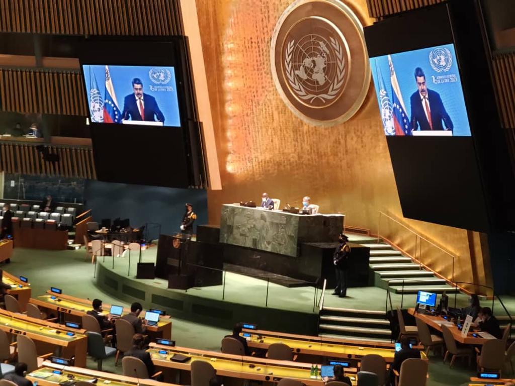 Venezuelan President Nicolas Maduro addressing the UN 76th General Assembly. Photo courtesy of RedRadioVe.