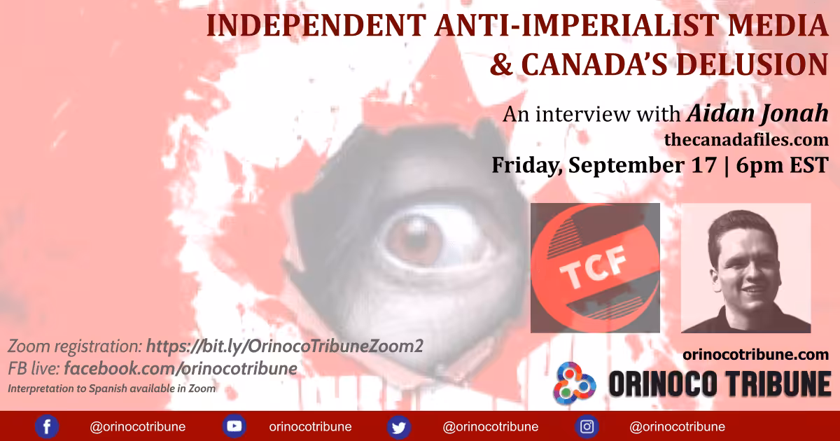 Poster for the Chavista Chronicles from Caracas interview with Aidan Jonah. Photo: Orinoco Tribune.