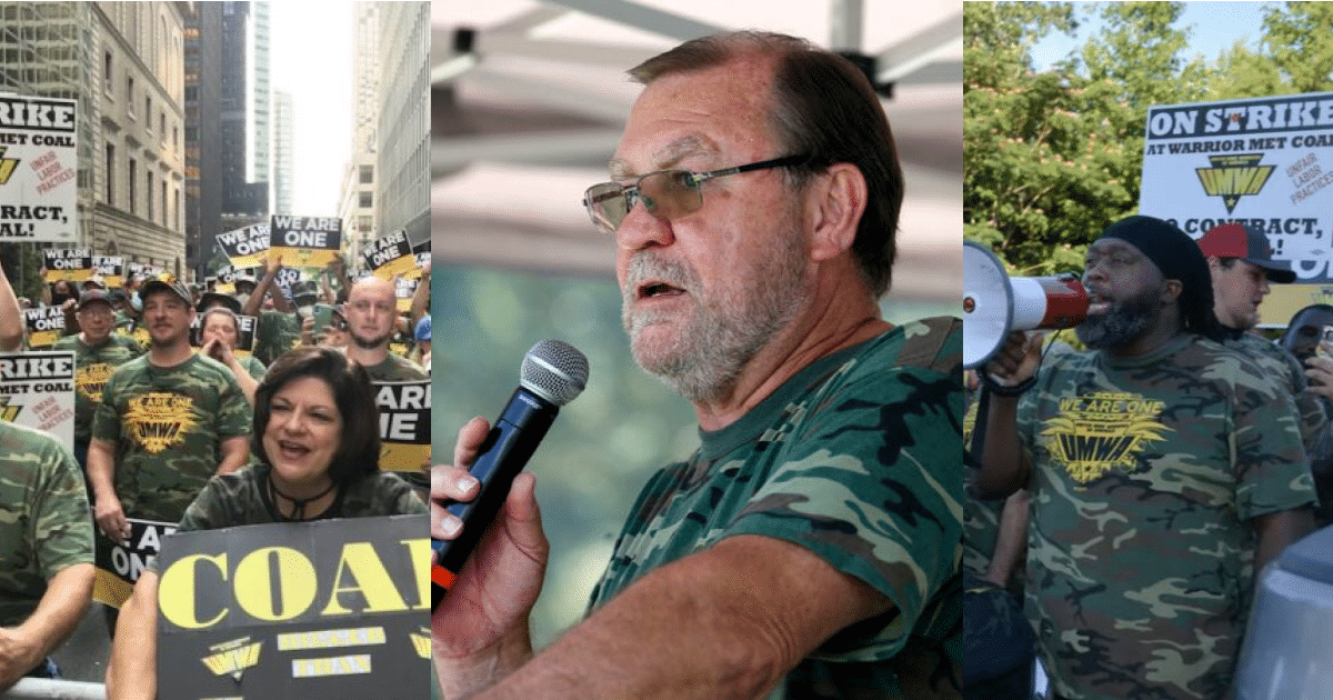 Photo composition with UMWA street actions and Larry Spencer at the center. Image by Orinoco Tribune.