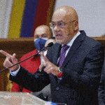 Jorge Rodriguez, President of Venezuelan National Assembly announcing Alex Saab joining the Venezuelan government delegation to the Mexico Talks. Photo courtesy of Ultimas Noticias.