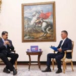 President Nicolas Maduro being interviewed by Ernesto Villegas in his TV show "Aqui con Ernesto Villegas." Photo courtesy of Prensa Presidencial.