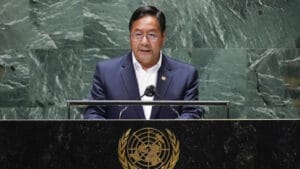 Bolivia's President Luis Arce during the 76th session of the UN General Assembly in New York city. Photo courtesy of RedRadioVE.