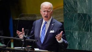 US President Joe Biden addresses the 76th session of the United Nations General Assembly, Tuesday, September 21, 2021, in New York. (AP Photo / Evan Vucci) EVAN VUCCI AP.