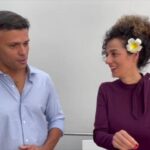 Venezuelan opposition politician Leopoldo López (left) and anti-Iran journalist Masih Alinejad at the Freedom Forum in Oslo, Florida, October 5, 2021.