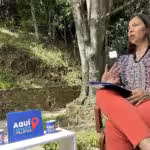 CNE rector Tania D'Amelio being interviewed by Ernesto Villegas. Photo courtesy of Alba Ciudad.