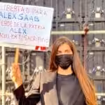 Camila Fabri, Alex Saab's wife during a demonstration in Caracas in repudiation of the second kidnapping of her husband. File photo.