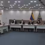 Venezuelan electoral authorities meet with Carter Center delegates in preparation for 21N regional elections. Photo courtesy of Twitter / @cneesvzla.