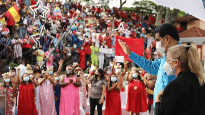 President Nicolas Maduro and his wife and Deputy Cilia Flores during a public event celebration the Indigenous Resistance Day last October 12. Photo courtesy of Prensa Presidencial.
