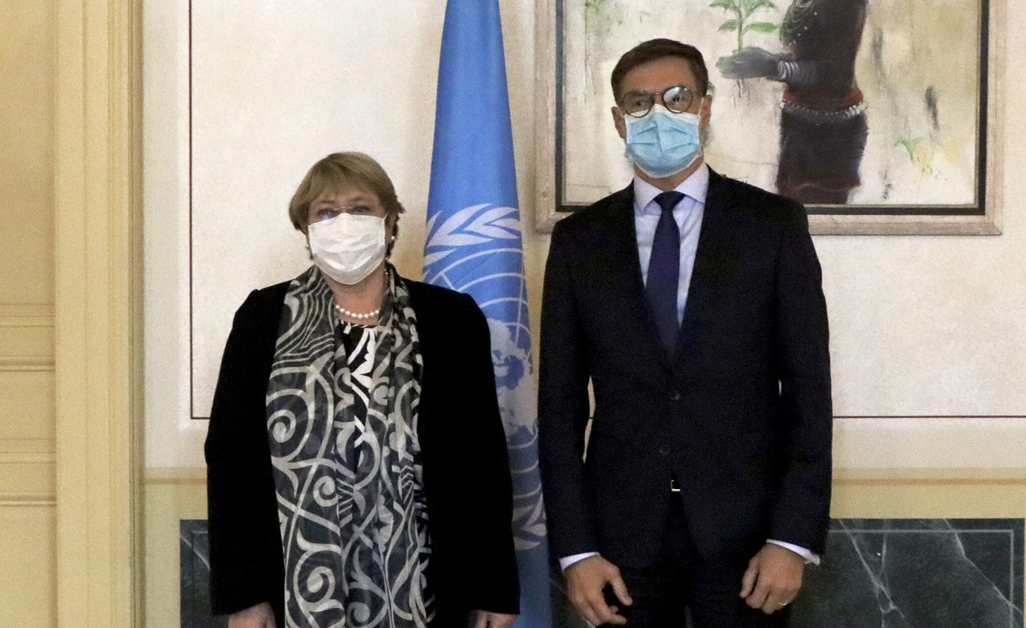 Venezuelan minister for foreign affairs Felix Plasencia meets in Brussels with the UN High Commissioner on Human Rights Michell Bachelet. Photo courtesy of Twitter / @PlasenciaFelix.
