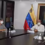 In the image, the president of the National Electoral Council, Pedro Calzadilla with Isabel Santos, head of the Electoral Observation Mission of the European Union. Photo: CNE Press.