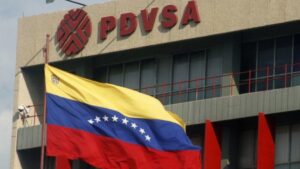 PDVSA building with a Venezuelan flag. File photo.