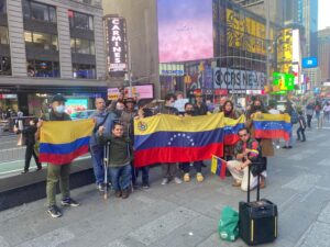 Emergency protests held on Sunday, October 17, in New York city's Time Square denouncing the kidnapping of Venezuelan diplomat Alex Saab. Photo courtesy of the Alberto Lovera Bolivarian Circle of New York and Williams Camacaro.