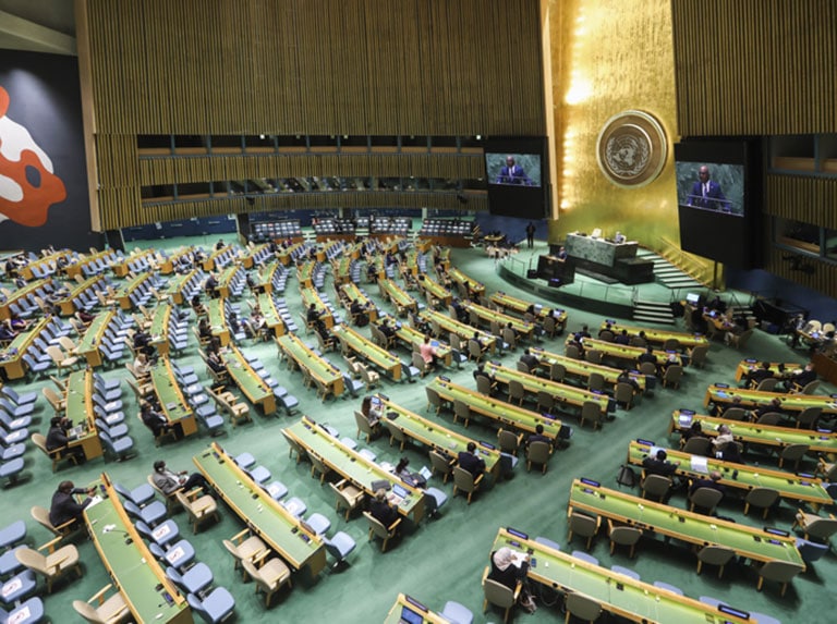 UN General Assembly floor. File photo courtesy of Xinhua / Wang Ying.