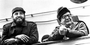 Cuban leader Fidel Castro along Chilean martyr President Salvador Allende. File photo.