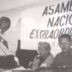 William Izarra along Hugo Chavez on a political assembly  in 1997, a few months before Hugo Chave's first term as President of Venezuela. File photo courtesy of Alba Ciudad.