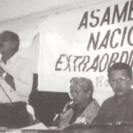 William Izarra along Hugo Chavez on a political assembly  in 1997, a few months before Hugo Chave's first term as President of Venezuela. File photo courtesy of Alba Ciudad.