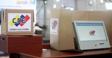 Venezuelan voting machine and paper ballot box using for elections. File photo.