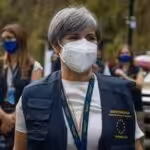 The head of the EU EOM to 21n Venezuelan elections, MEP Isabel Santos, wearing face mask and a EU vest. Photo by EPA.