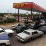Petrol stations are plagued by long queues. Photograph: NurPhoto/NurPhoto via Getty Images