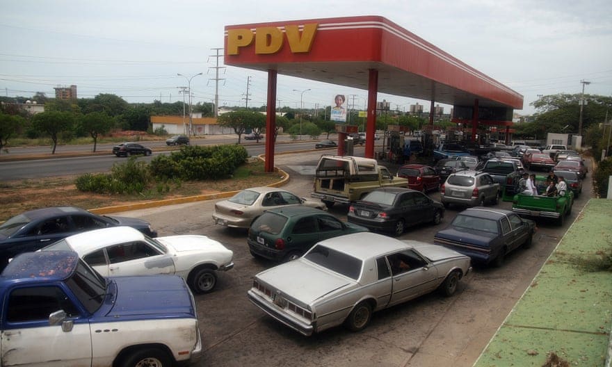 Petrol stations are plagued by long queues. Photograph: NurPhoto/NurPhoto via Getty Images
