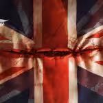 Mended UK flag. Photo by Al-Mayadeen English.