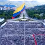 Aerial view of the Caracas Military Academy with more than 12 thousand youth musicians from El Sistema in an attempt to break a Guinness World Record. Photo by Twitter / @FreddyBernal.