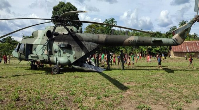 Venezuela's FANB is legally responsible of the Republic Plan to facilitate the logistic and safety of the elections. FANB helicopter in an indigenous community. File photo.