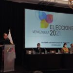 CNE's president Pedro Calzadilla speaking during his update on 21N regional elections. Photo by Twitter / @cneesvzla.