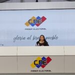 CNE rector Tania D'Amelio informing about the installation of 99% of the electoral stations in preparation for 21N regional elections in Venezuela. Photo by Twitter / @cneesvzla.