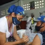 Nurse vaccinating a woman in Guarenas, Miranda state. File photo.