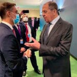Venezuelan Foreign Affairs Minister Felix Plasencia talking with Russian Foreign Minister Sergei Lavrov during the last UN General Assembly in New York. File photo courtesy of the MPPRE.